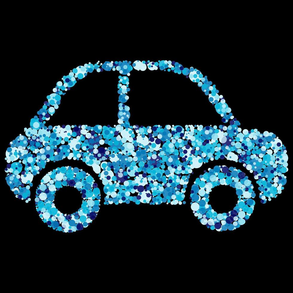 abstrato azul ponto mosaico carro ilustração em Preto fundo tons bolhas vetor