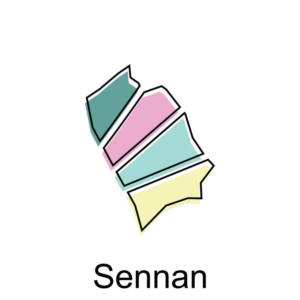 mapa cidade do Sennan moderno esboço com colorida, elemento gráfico ilustração modelo vetor