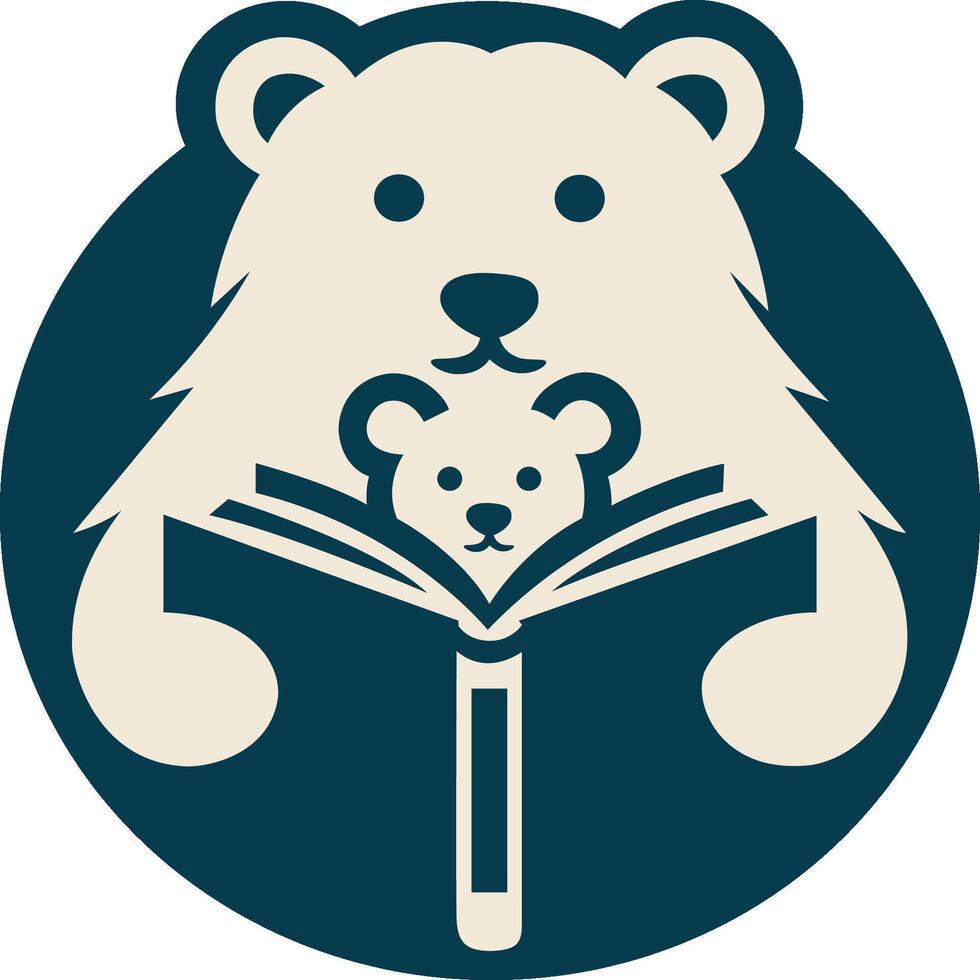 Urso livro logotipo vetor