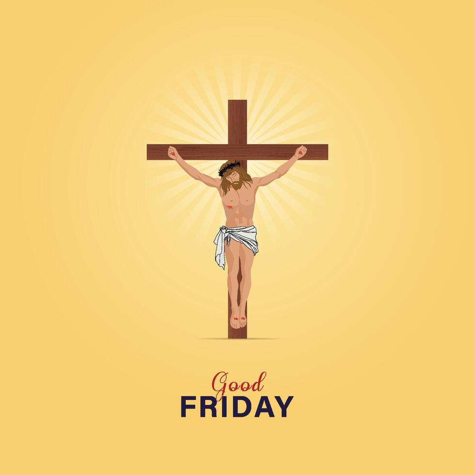 Boa Sexta-feira poster, social meios de comunicação publicar, vetor cruzar, três cruzes em plano Boa Sexta-feira Jesus Cristo crucificado,