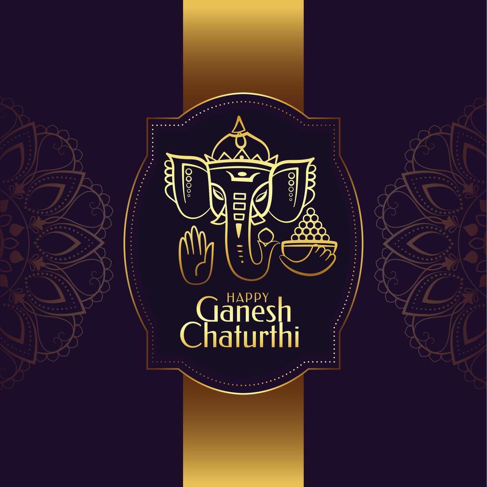 ganesh chaturthi dourado festival cartão fundo Projeto vetor