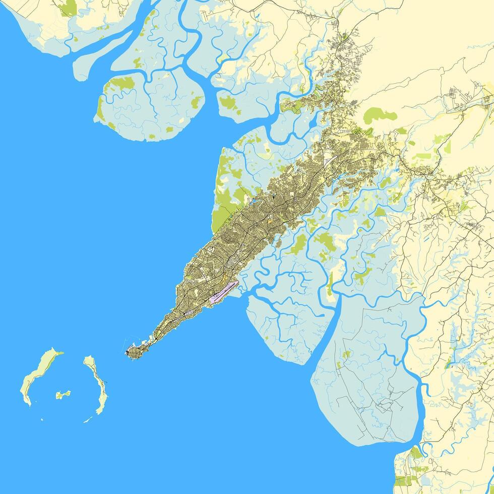 cidade mapa do Conacri, Guiné vetor