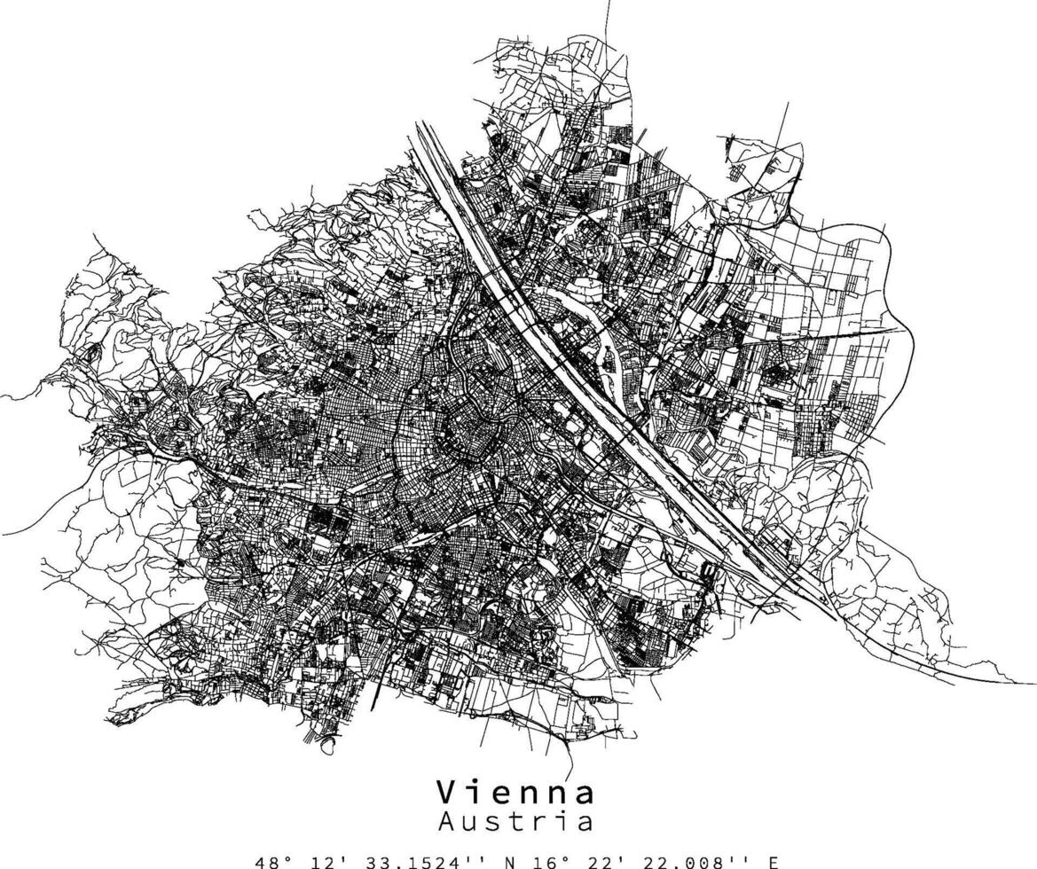 Viena Áustria, urbano detalhe ruas estradas mapa ,vetor elemento imagem vetor