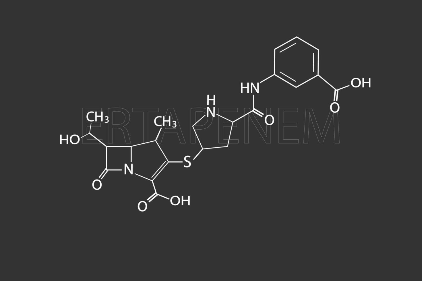 ertapenem molecular esquelético químico Fórmula vetor