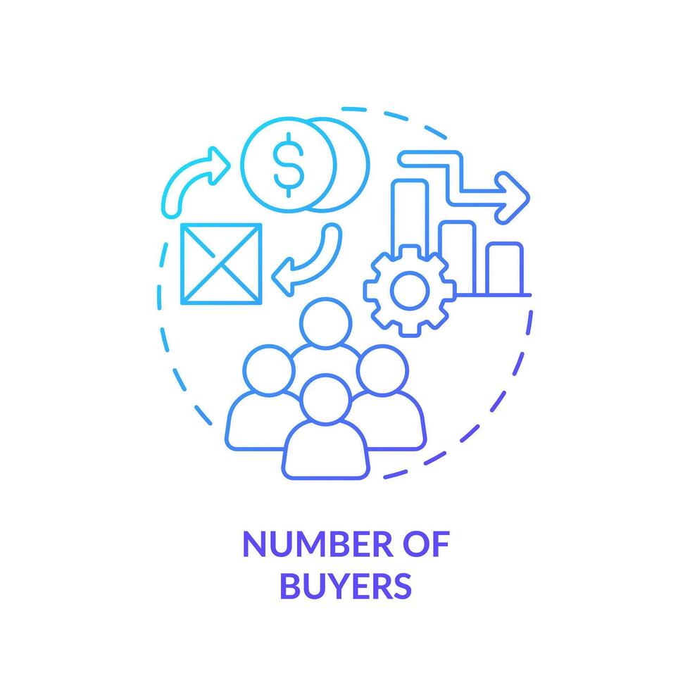 número do compradores azul gradiente conceito ícone. potencial compradores conduz para superior exigem para bens. volta forma linha ilustração. abstrato ideia. gráfico Projeto. fácil para usar dentro folheto marketing vetor