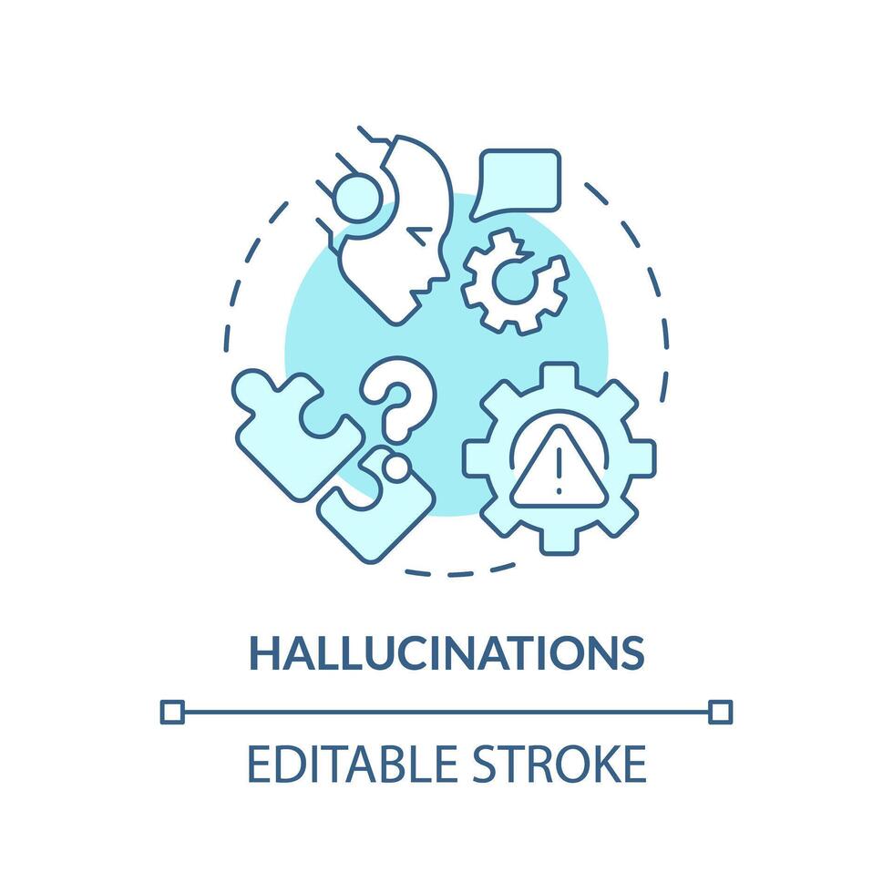 digital alucinações suave azul conceito ícone. máquina Aprendendo problemas. virtual assistente incorreta saída. volta forma linha ilustração. abstrato ideia. gráfico Projeto. fácil para usar dentro infográfico vetor