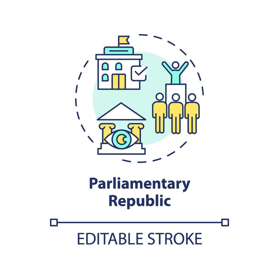 parlamentar república multi cor conceito ícone. Federal governo política. político festas, senado legisladores. volta forma linha ilustração. abstrato ideia. gráfico Projeto. fácil para usar vetor