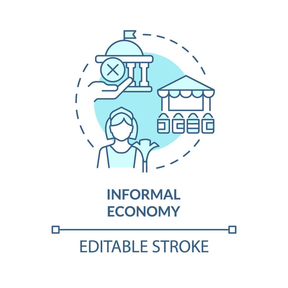 informal economia suave azul conceito ícone. financeiro descentralização. calçada comércio. volta forma linha ilustração. abstrato ideia. gráfico Projeto. fácil para usar dentro folheto, livreto vetor