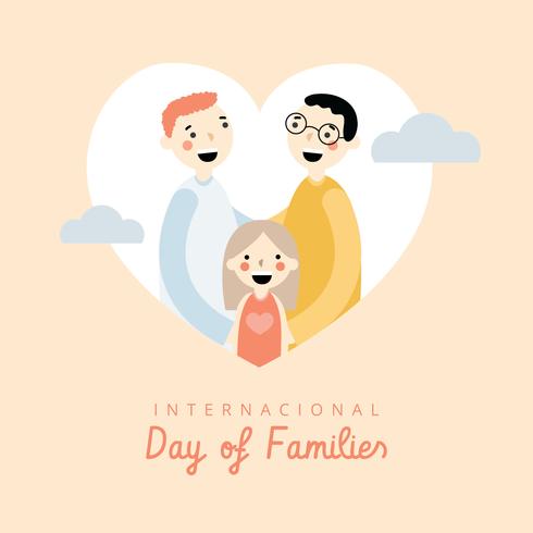 Família LGBT Com Coração Para Dia Internacional Das Famílias vetor