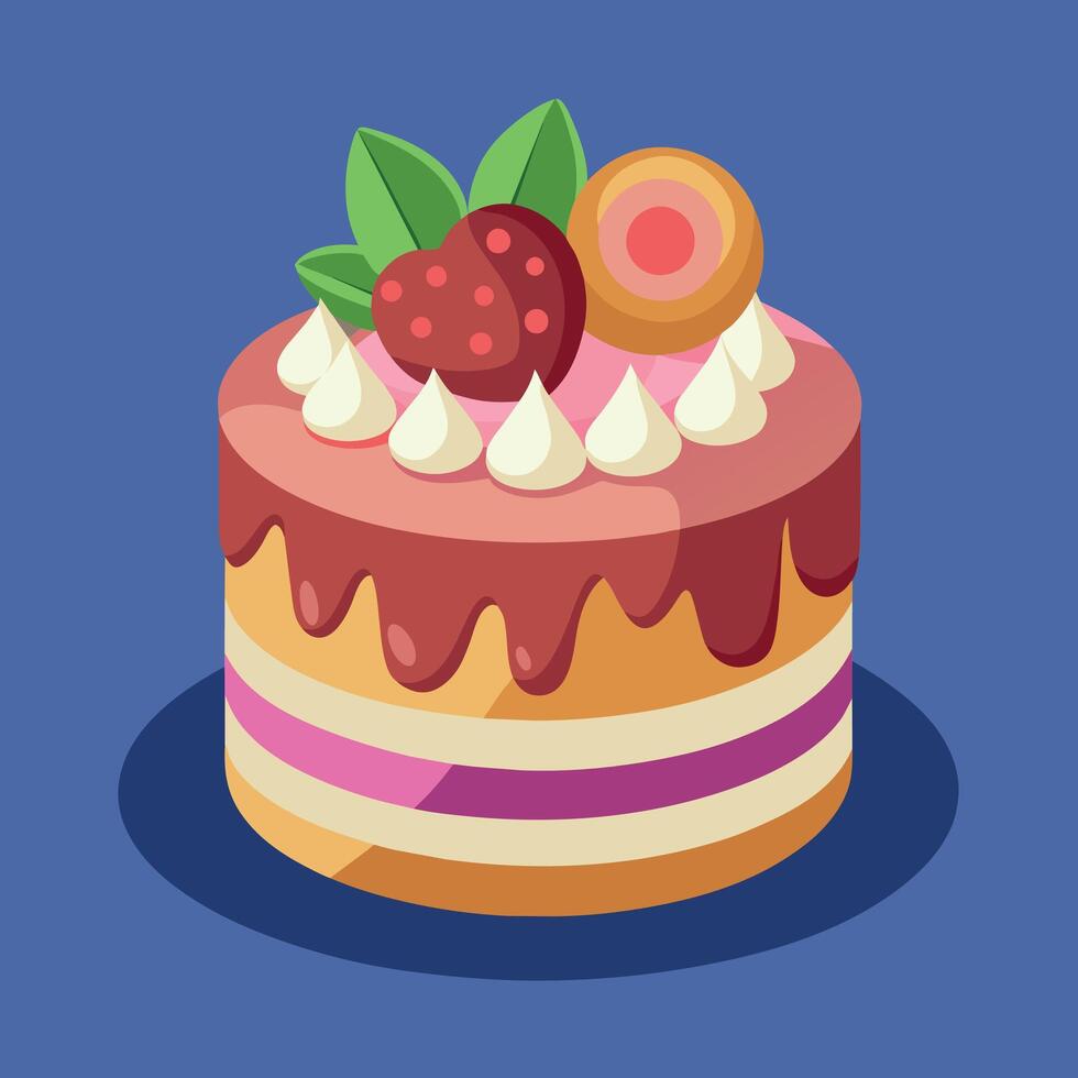 lindo colorida imagem do uma aniversário bolo. bolo com velas em isto vetor