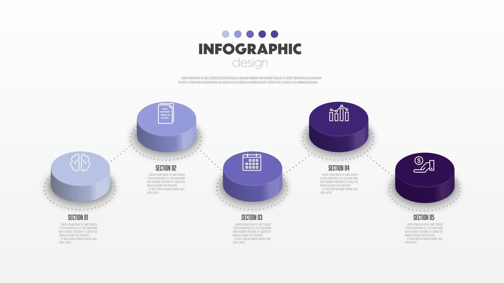 vetor cilindro Linha do tempo para infográficos modelo diagramas, gráficos, apresentações e o negócio conceito gráficos com 5 opções.