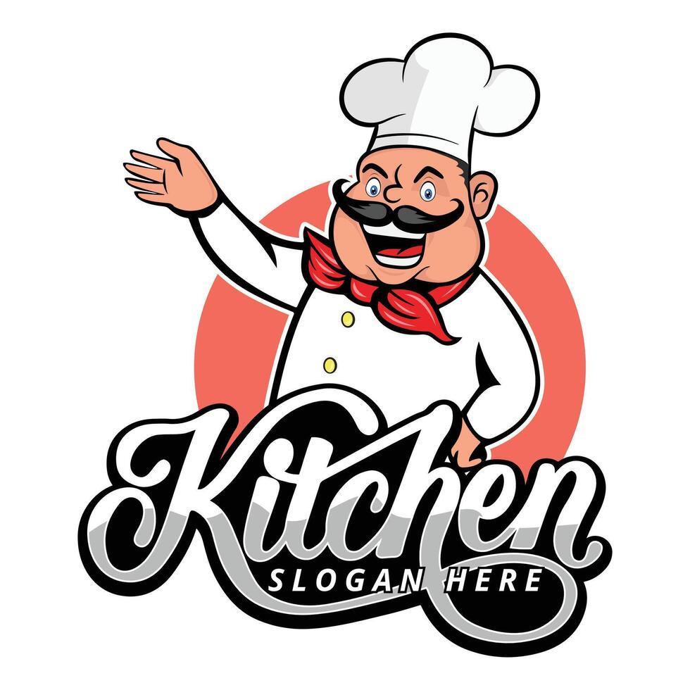 chefe de cozinha desenho animado personagem logotipo vetor