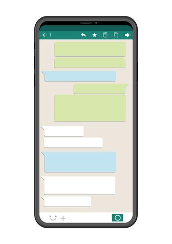 Smartphone com interface SNS isolado em um fundo branco. vetor