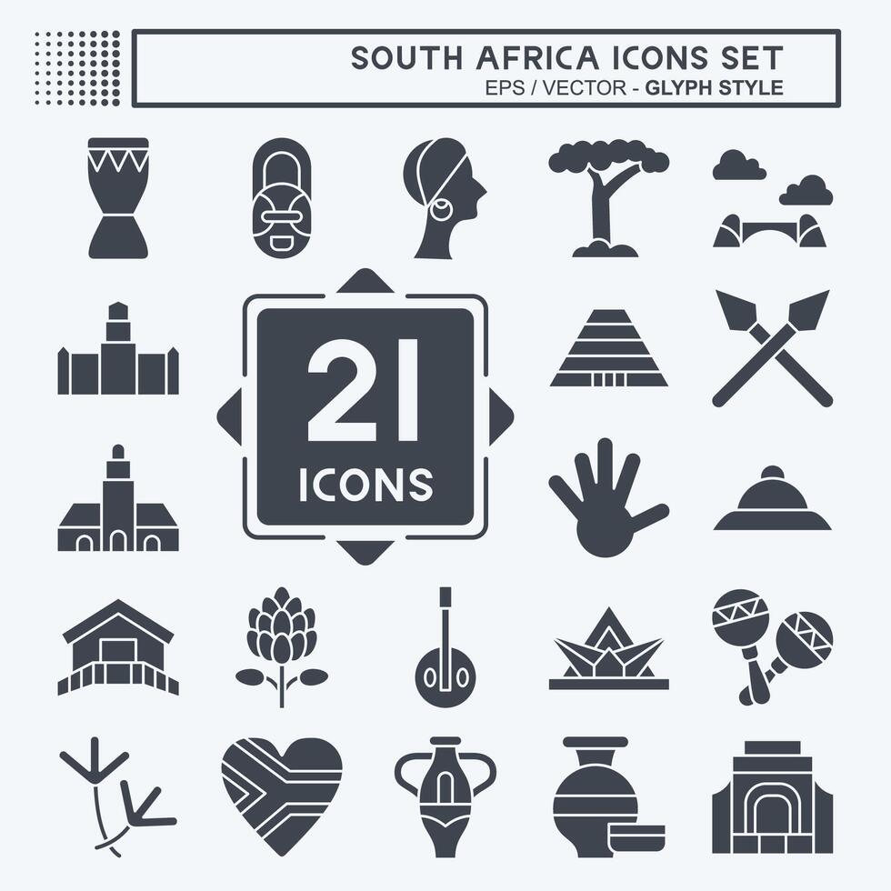 ícone conjunto sul África. relacionado para Educação símbolo. glifo estilo. simples Projeto ilustração vetor