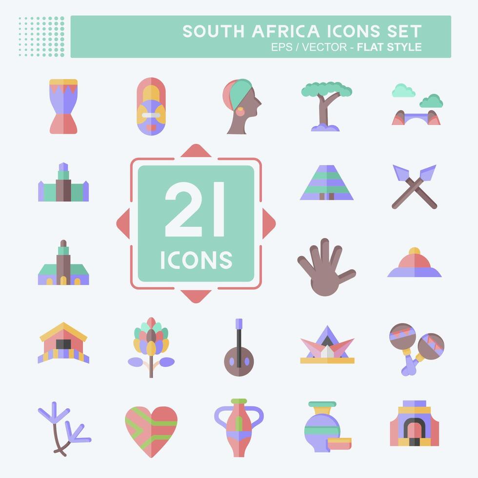 ícone conjunto sul África. relacionado para Educação símbolo. plano estilo. simples Projeto ilustração vetor