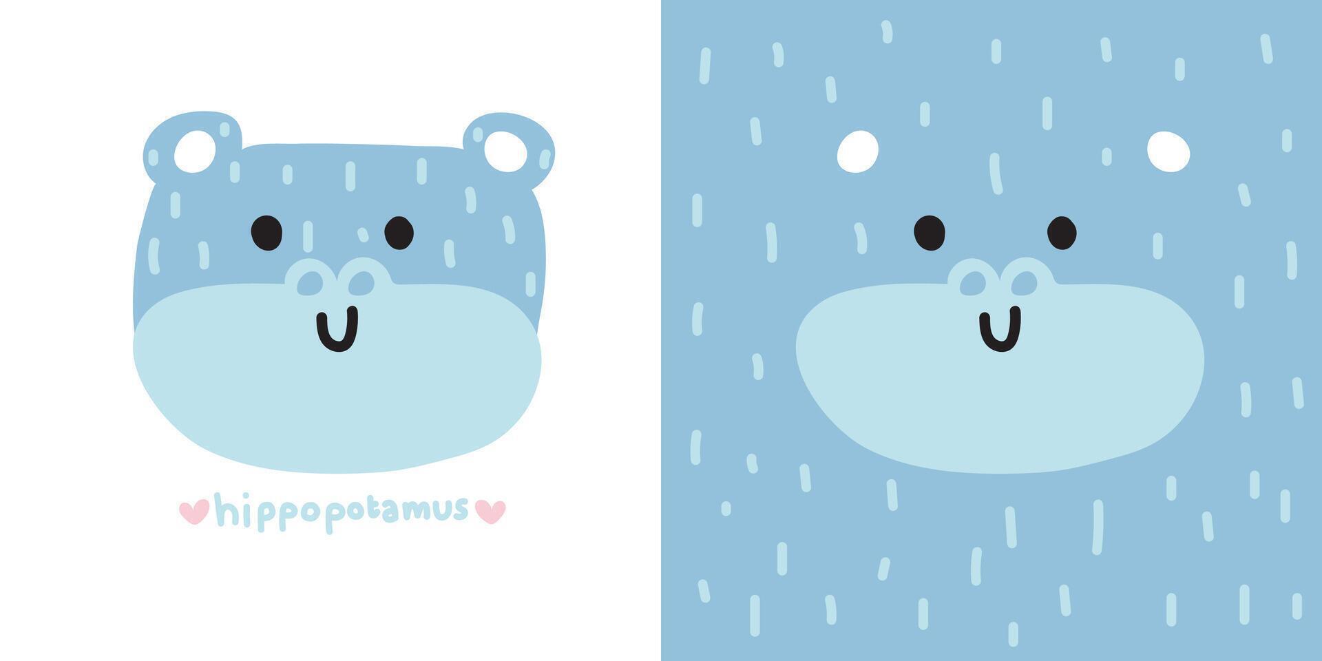 fofa sorrir hipopótamo face suave cabelo mão desenhado.selvagem cabeça animal personagem desenho animado design.kid gráfico.imagem para cartão, cartaz, impressão tela, querido roupas, camiseta, adesivo.kawaii.vector.illustration. vetor