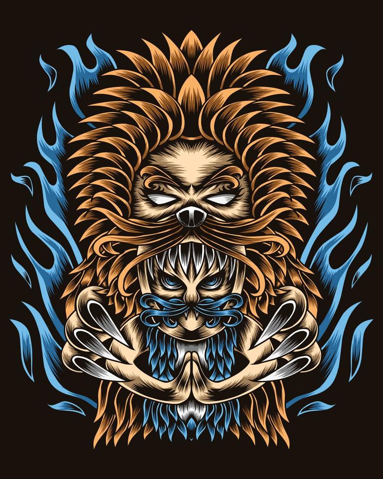 arte ilustração humanos com habilidades de leão vetor