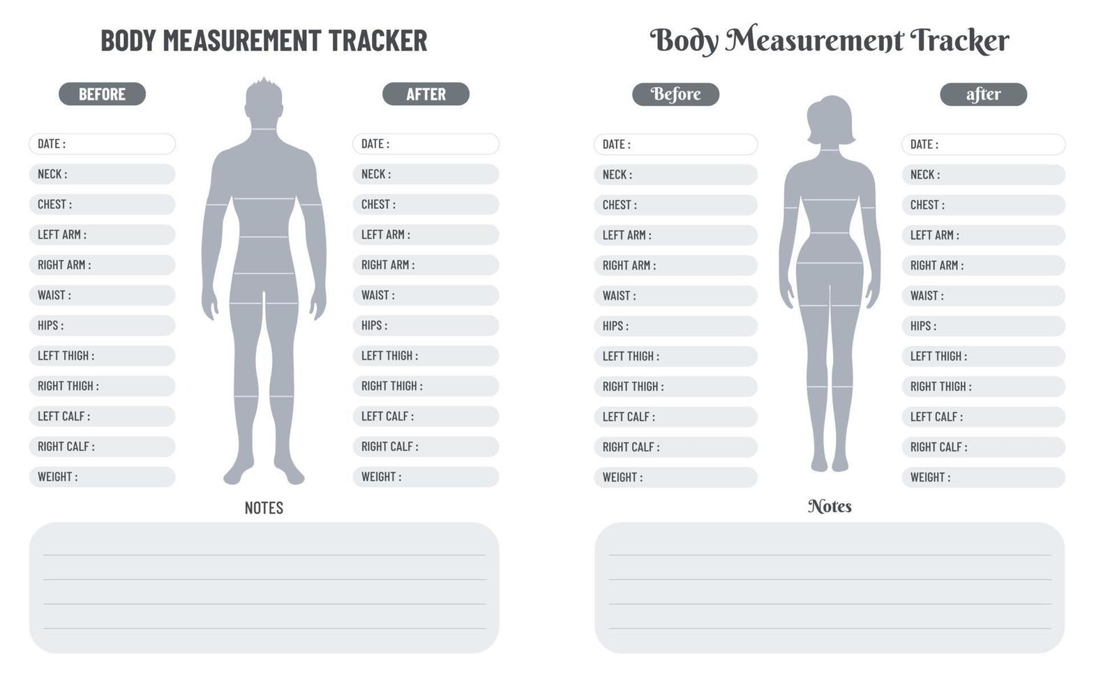 rastreador de medição corporal para homens e mulheres para perda de peso vetor