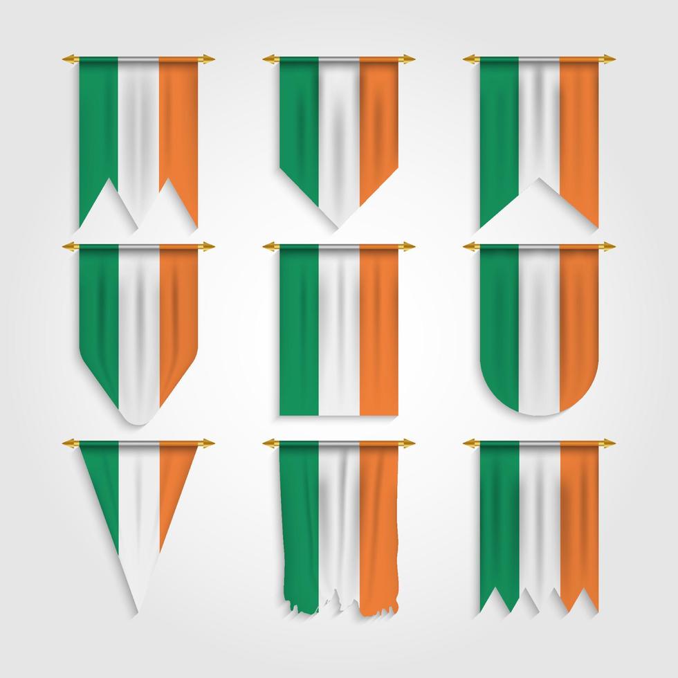bandeira da irlanda em diferentes formas, bandeira da irlanda em várias formas vetor