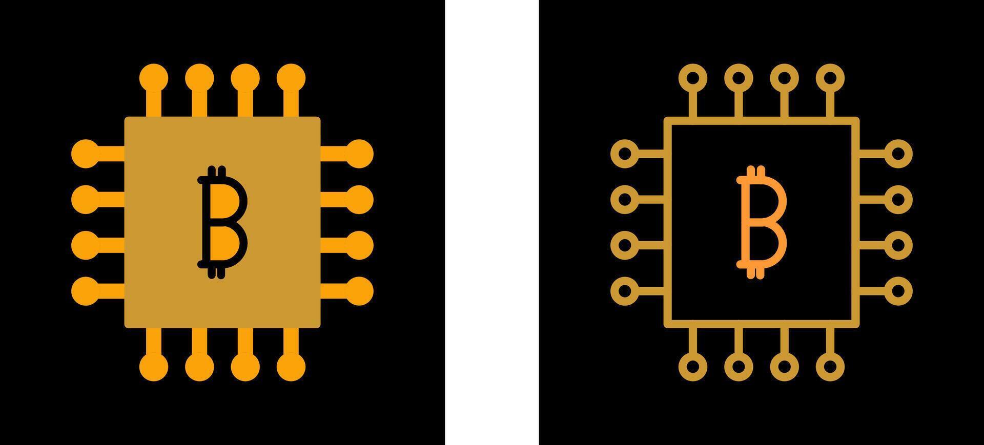 ícone de vetor de chip de bitcoin