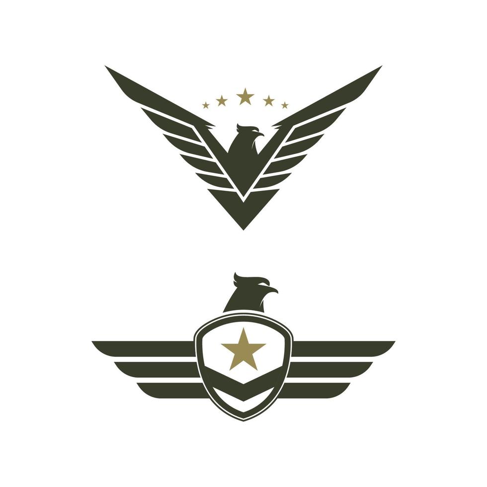 ilustração em vetor ícone emblema asa de falcão do exército