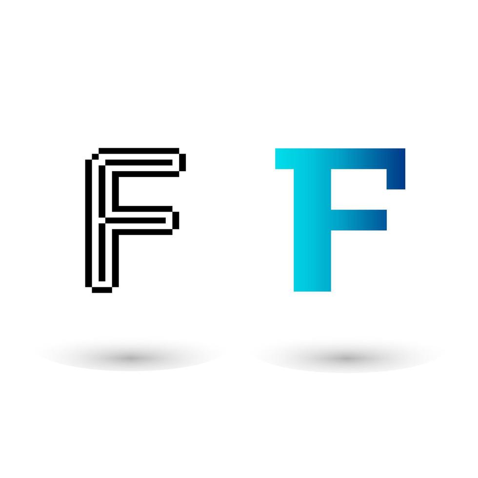 design gráfico abstrato da letra f do pixel vetor