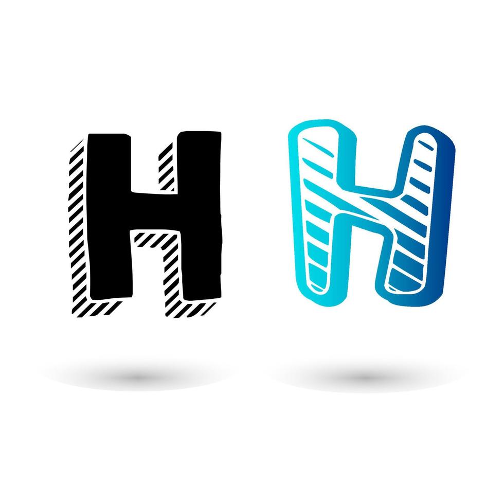 design moderno da letra h em quadrinhos vetor