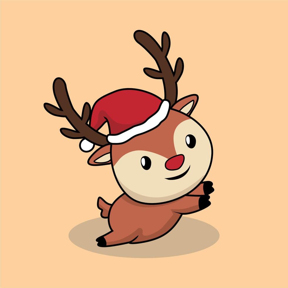 desenho de rena fofo feliz natal vetor