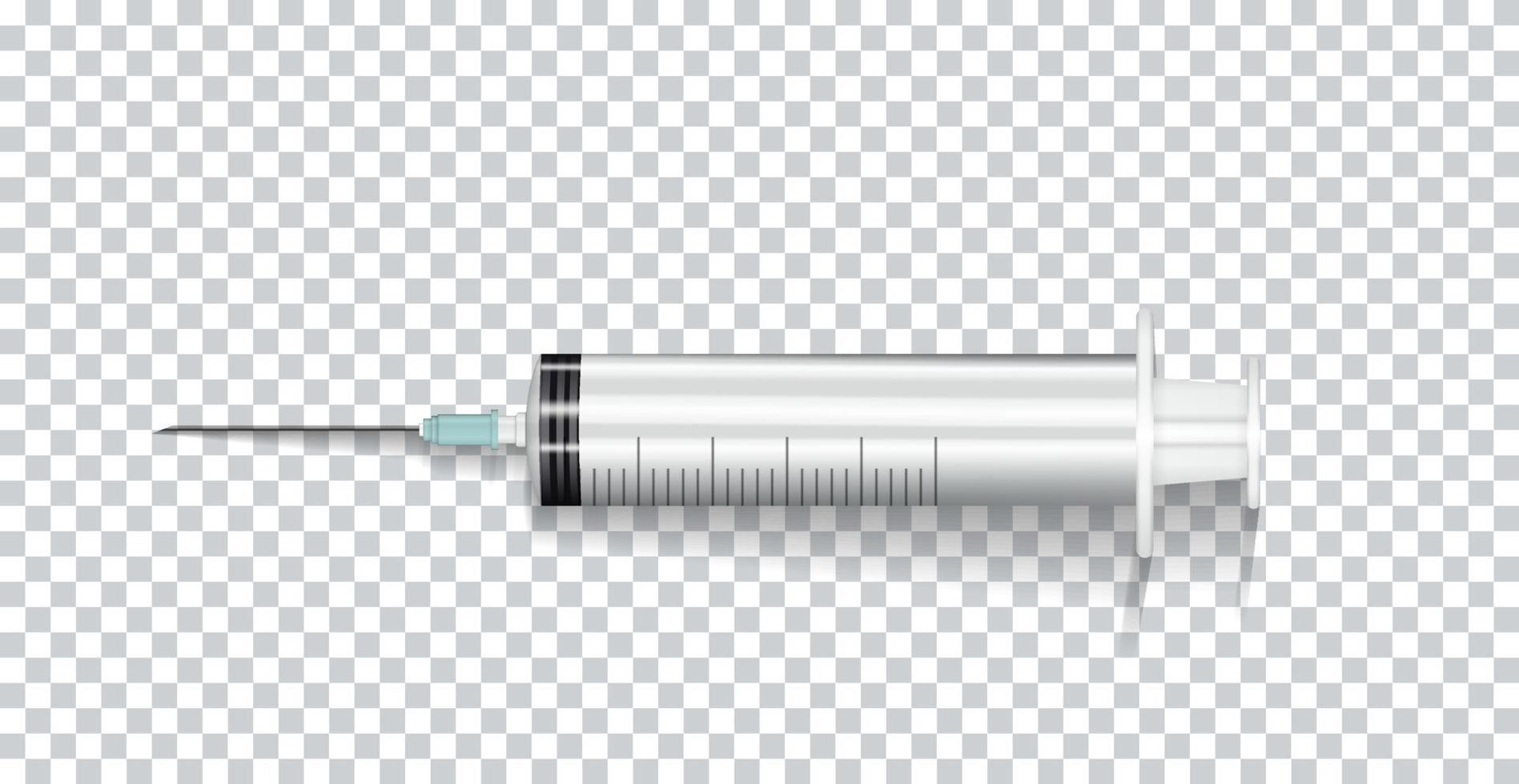 seringa naturalística com agulha para injeção, vacinas, medicamentos. ilustração vetorial vetor