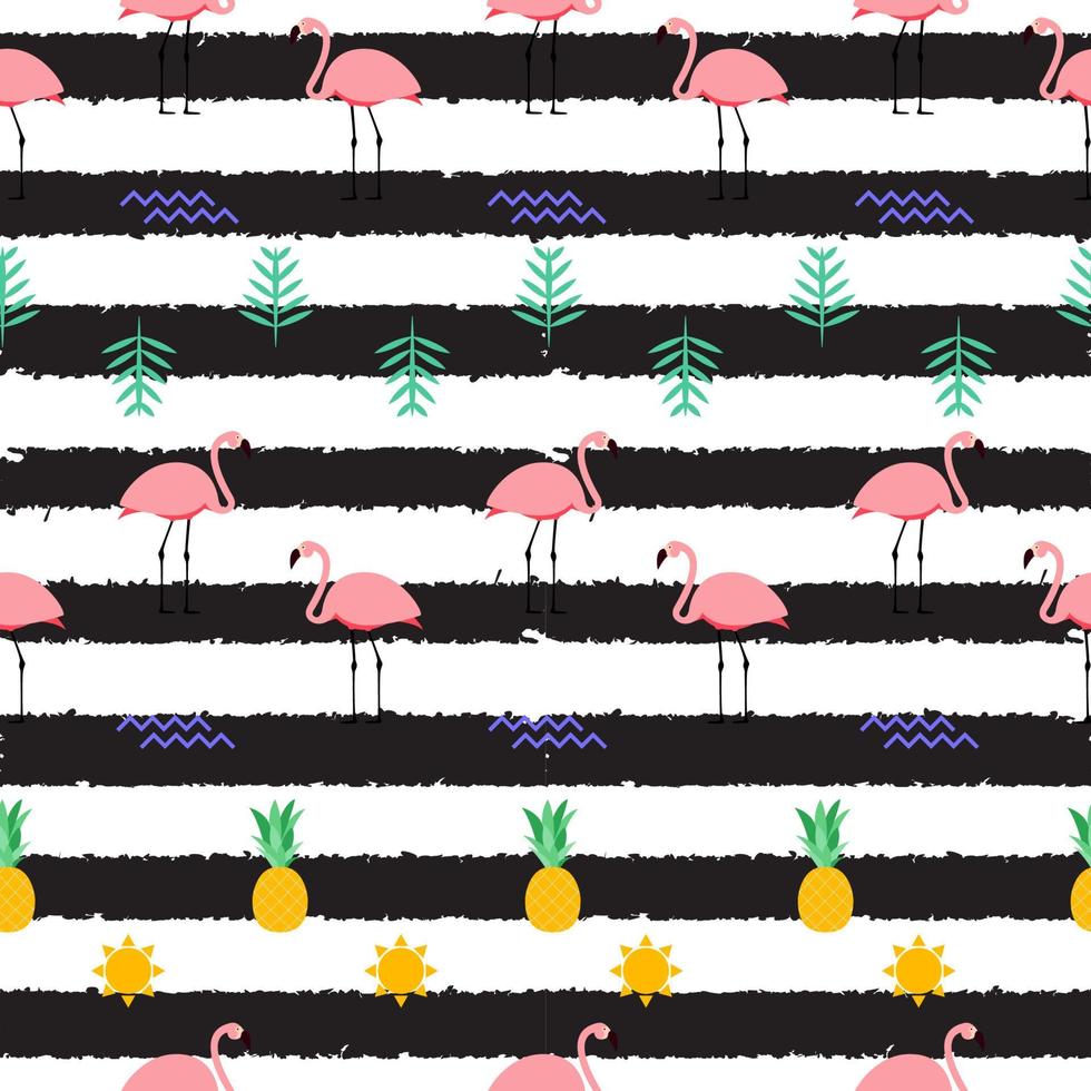 verão rosa flamingo sem costura de fundo. ilustração vetorial vetor