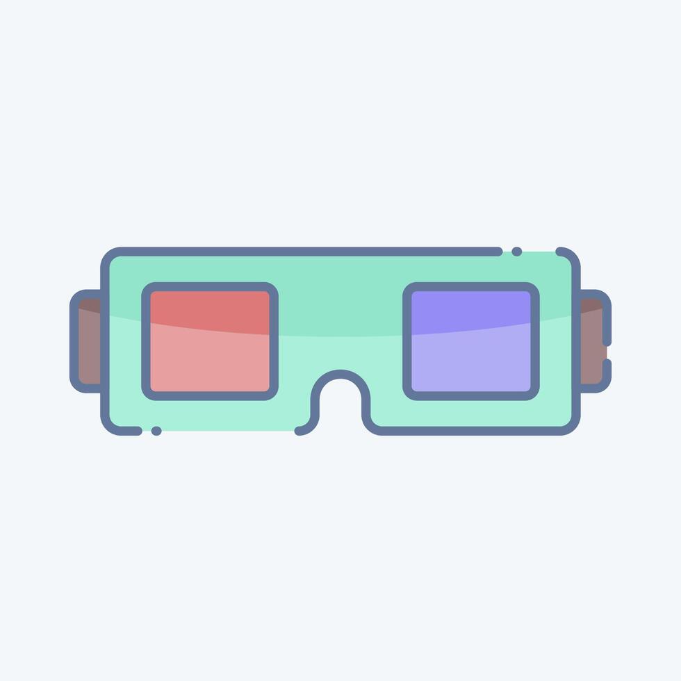 ícone 3d óculos. relacionado para entretenimento símbolo. rabisco estilo. simples Projeto ilustração vetor
