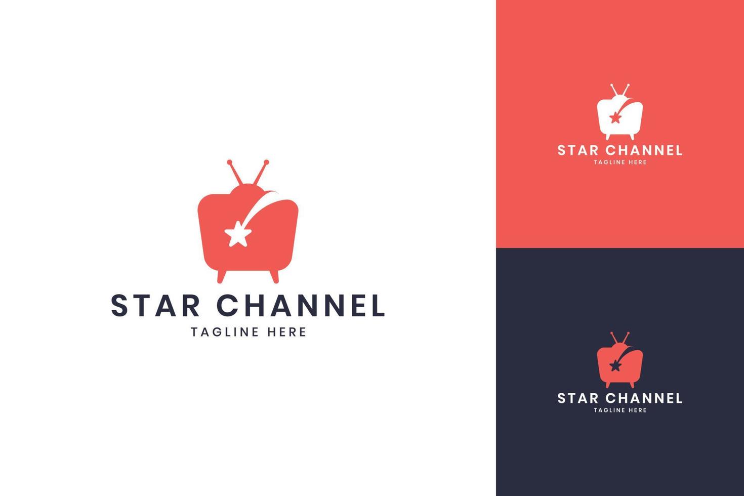 design do logotipo do espaço negativo da estrela da televisão vetor