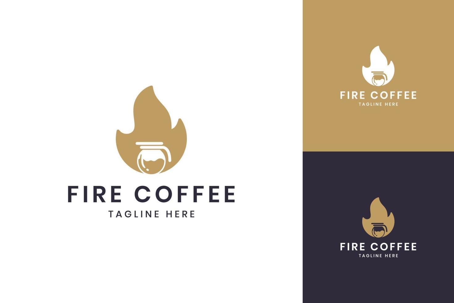 design do logotipo do espaço negativo fogo café vetor
