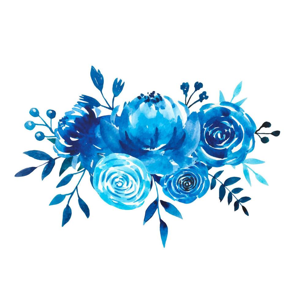 aguarela floral ramalhete. índigo azul aguarela flor ramalhete. vetor