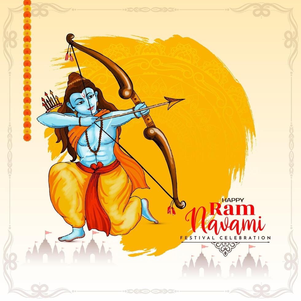 feliz RAM navami cultural indiano festival cartão Projeto vetor