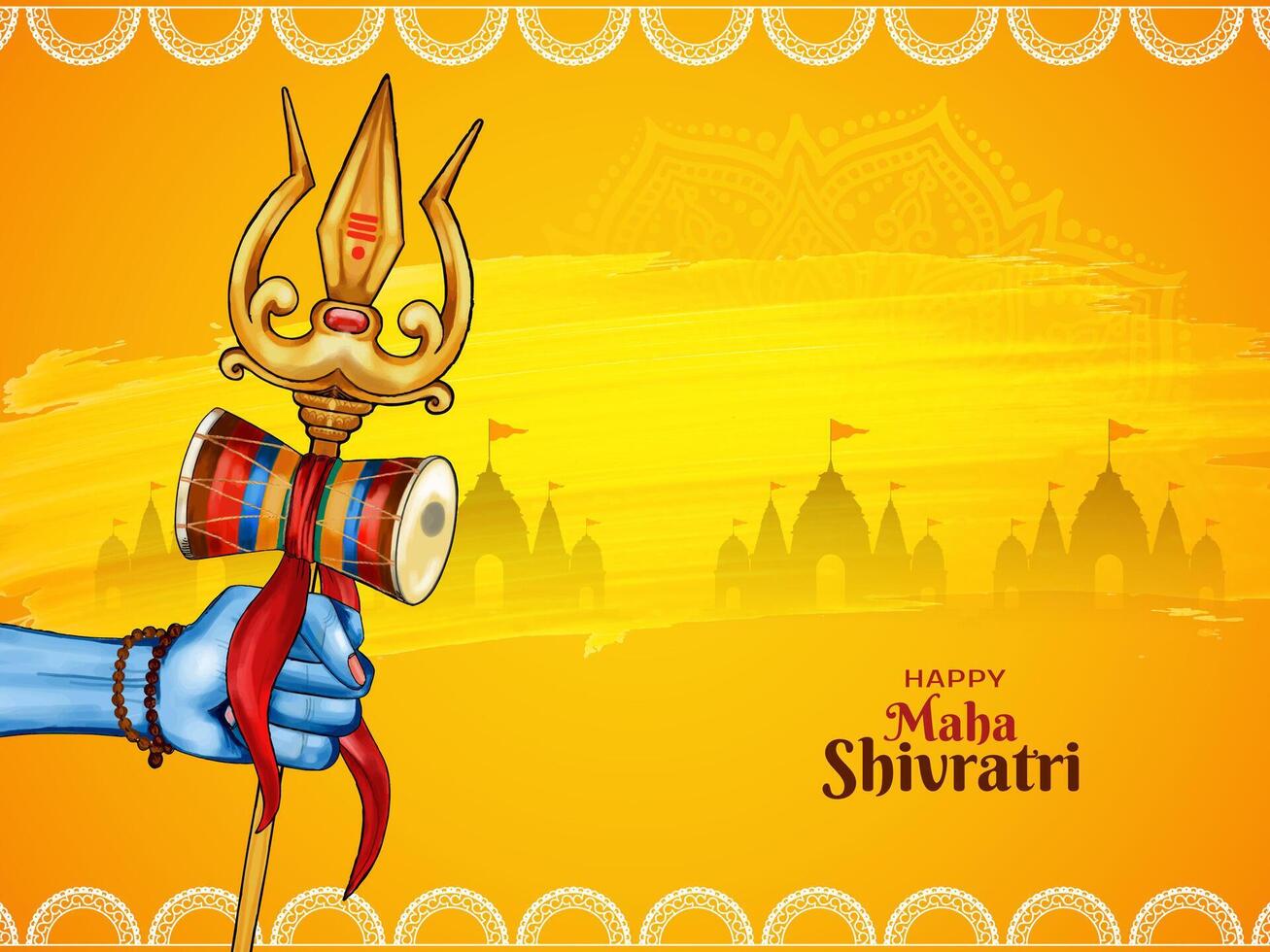 feliz maha Shivratri tradicional indiano festival cartão com Trishul vetor