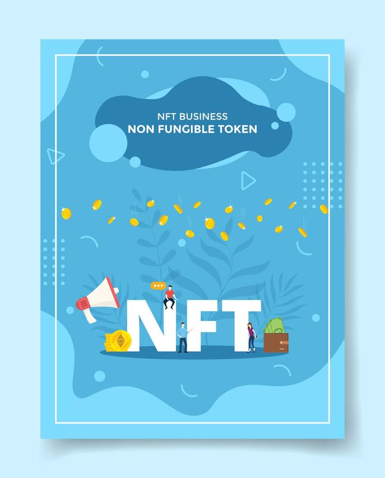 Token não fungível nft para modelo de banners, flyer, livros e capa de revista vetor