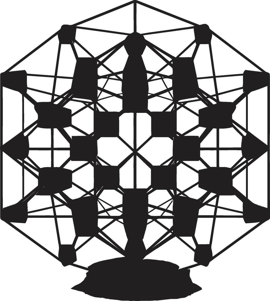 quantum contornos Preto ícone apresentando abstrato geométrico formas dentro vetor abstrato matriz lustroso vetor logotipo com dinâmico Preto geométrico formas