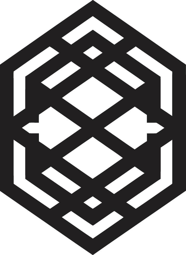 astral simetria vetor logotipo com lustroso Preto abstrato geométrico padrões quantum contornos elegante ícone apresentando abstrato geométrico formas dentro vetor