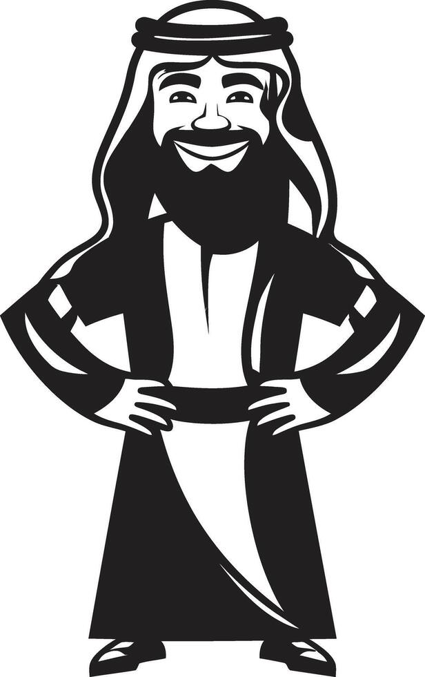 majestoso elegância lustroso emblema ilustrando árabe homem dentro monocromático régio perfil elegante vetor logotipo Projeto do a árabe homem silhueta