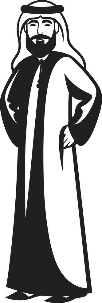 indumentária nobreza elegante vetor logotipo do a árabe homem dentro monocromático árabe legado Preto emblema com vetor logotipo Projeto do distinto árabe homem