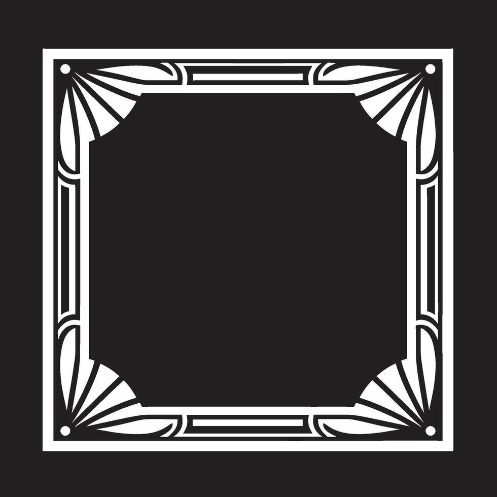 arte revelado Preto emblema exibindo arte deco quadro, Armação dentro monocromático chique herança vetor logotipo do elegante Preto ícone com arte deco quadro, Armação