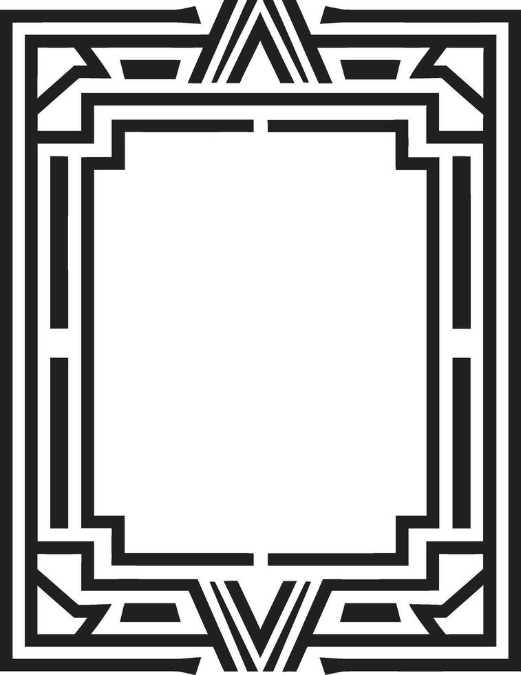 simetria refinado Preto ícone com vetor logotipo do arte deco quadro, Armação deco essência monocromático emblema apresentando arte deco quadro, Armação dentro vetor