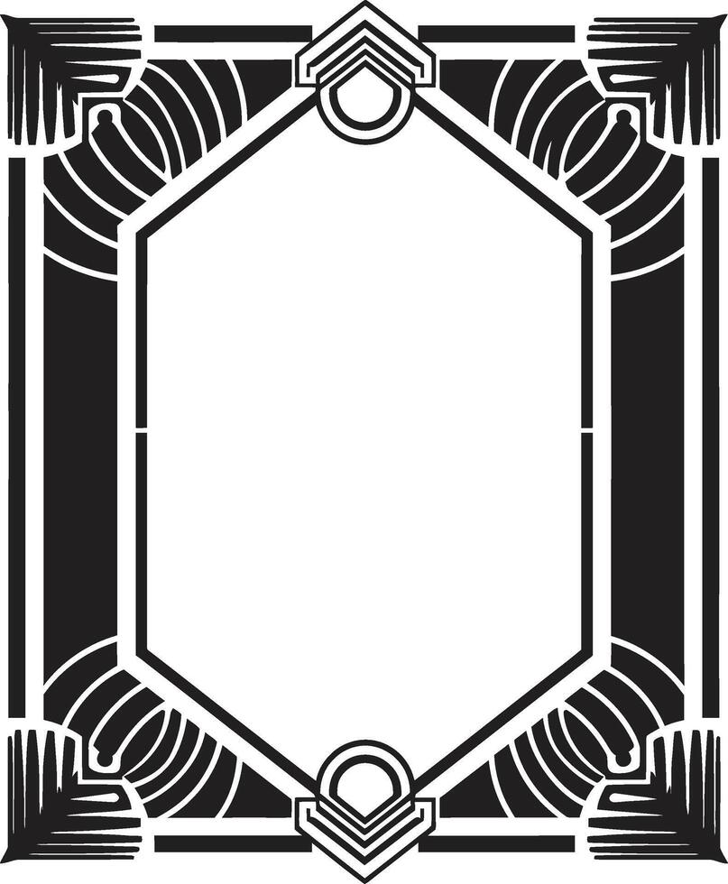 Eterno beleza monocromático vetor logotipo com arte deco quadro, Armação luxo fusão elegante Preto ícone com arte deco quadro, Armação dentro vetor