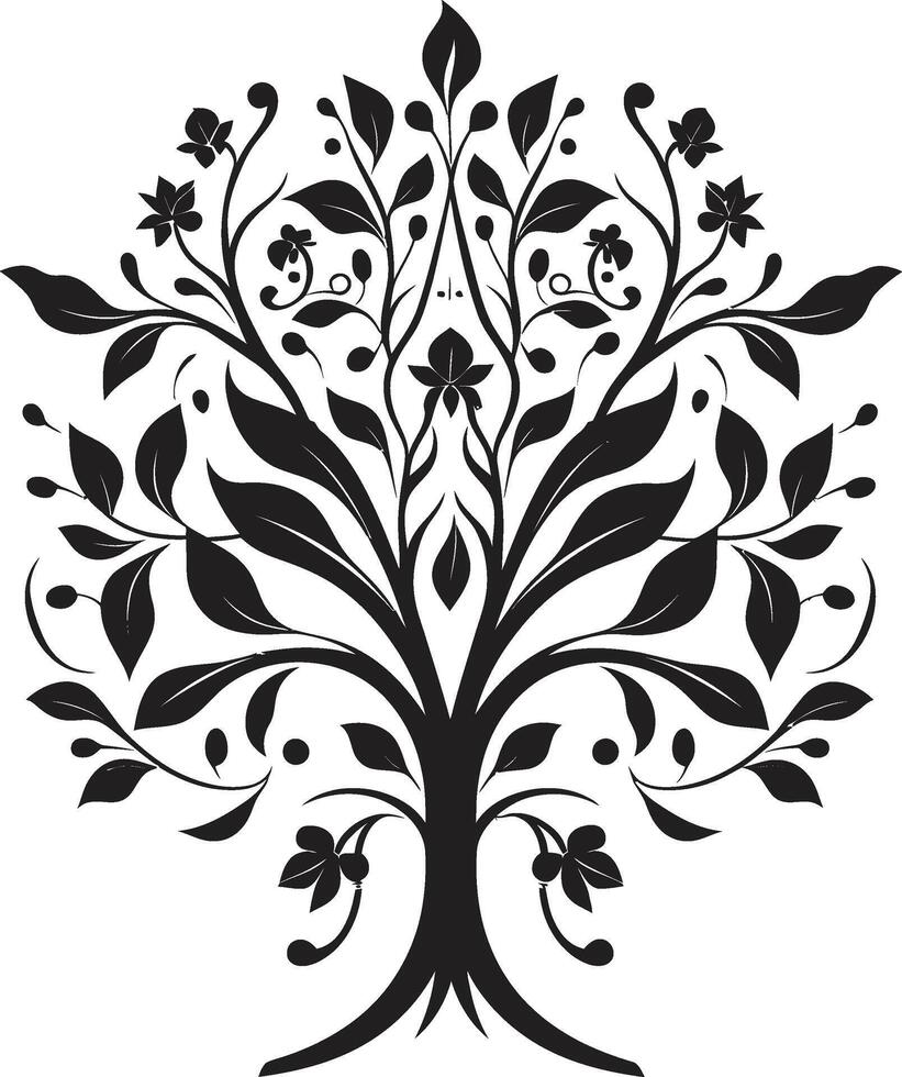 infinito flores monocromático emblema com vetor logotipo dentro Preto Eterno pétalas elegante Preto ícone exibindo botânico florais