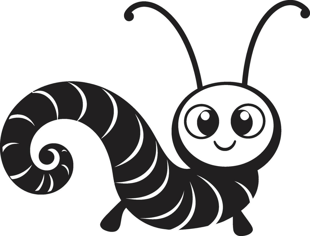 rastejar para elegância lustroso Preto ícone ilustrando lagarta evolução larval luxo monocromático emblema apresentando lagarta vetor Projeto