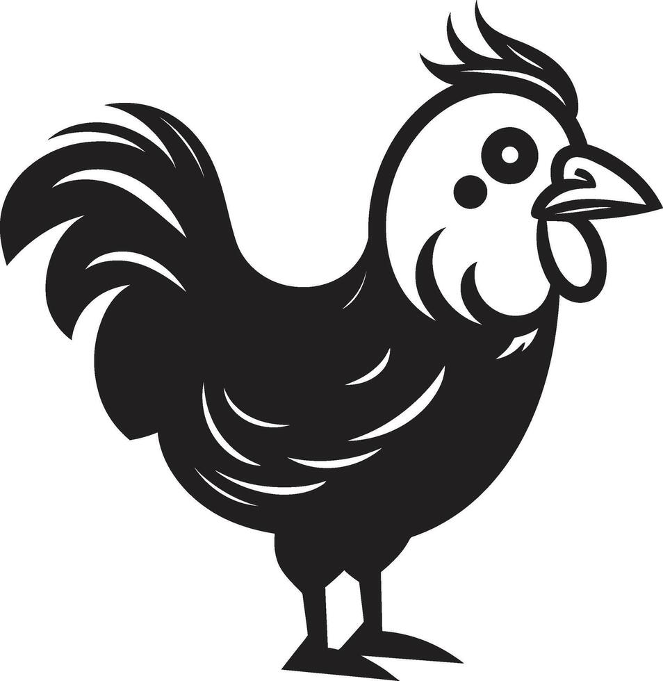 galo esplendor lustroso monocromático frango emblema dentro Preto emplumado florescer elegante vetor logotipo para aves de capoeira felicidade