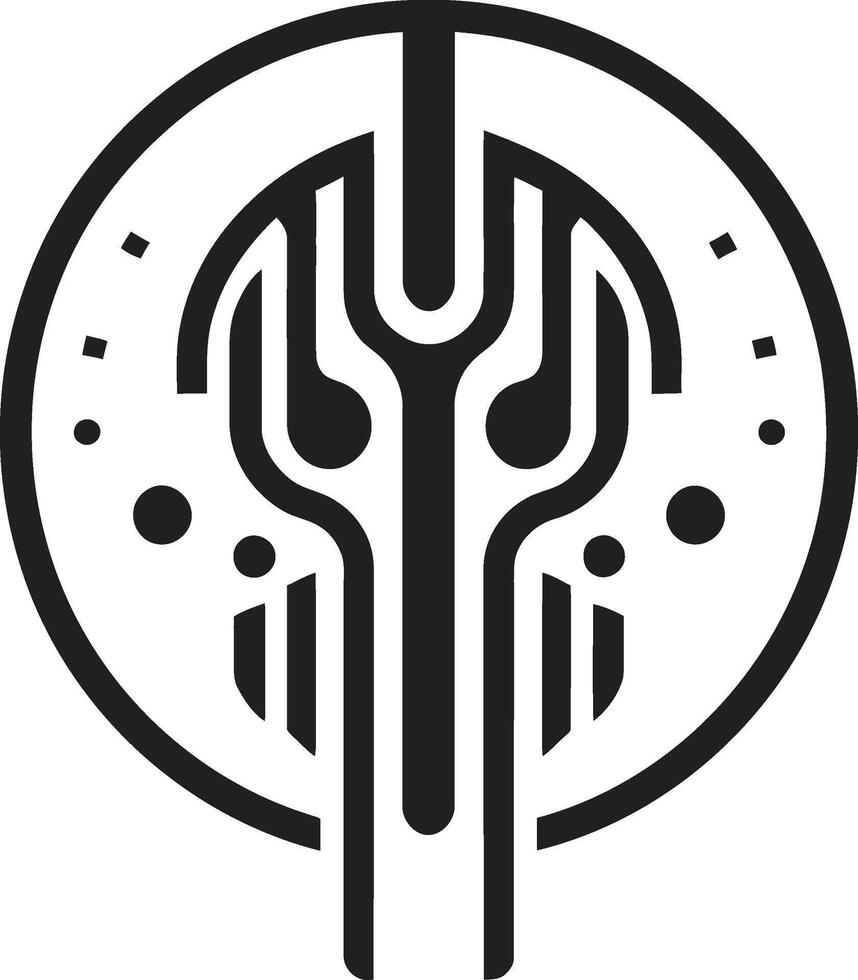 quantum quociente Preto ícone exibindo cibernético abstrato evolução o circuito costura lustroso vetor logotipo Projeto para cibernético felicidade