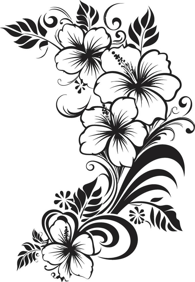 intrincado pétalas lustroso emblema apresentando decorativo floral Projeto dentro Preto encantador entrelaça chique vetor logotipo com decorativo cantos