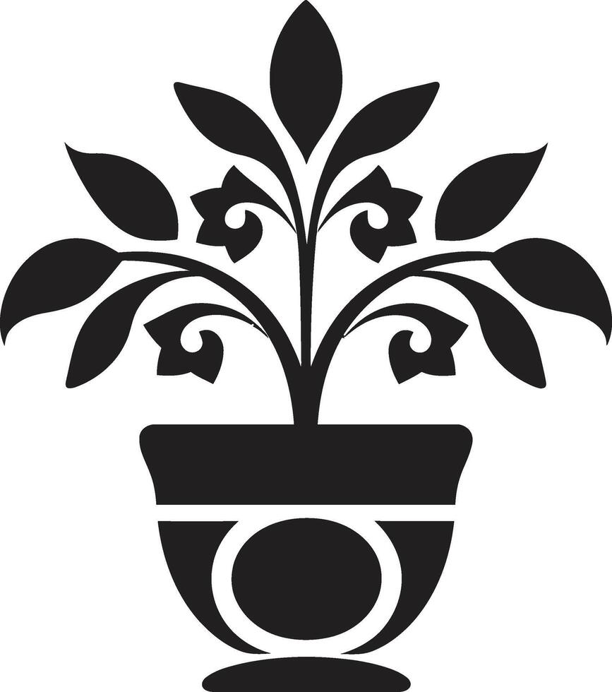 verde gala lustroso logotipo Projeto com monocromático plantar Panela em vaso perfeição à moda plantar Panela logotipo dentro Preto vetor